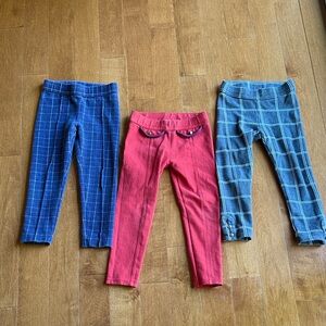 Janie and Jack Blue, Red, and Gray Leggings Trio